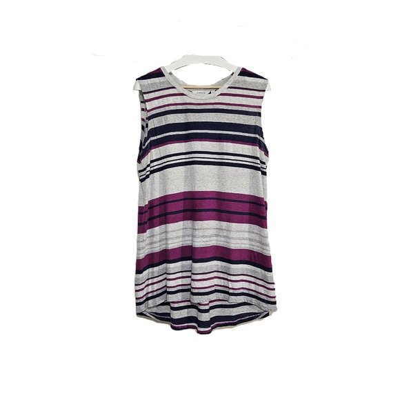 Athleta Breezy Striped Tank XL Purple Navy Gray Stripes - Picture 5 of 11